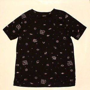 Modern Lux Alien UFO Space Black White T-shirt Large